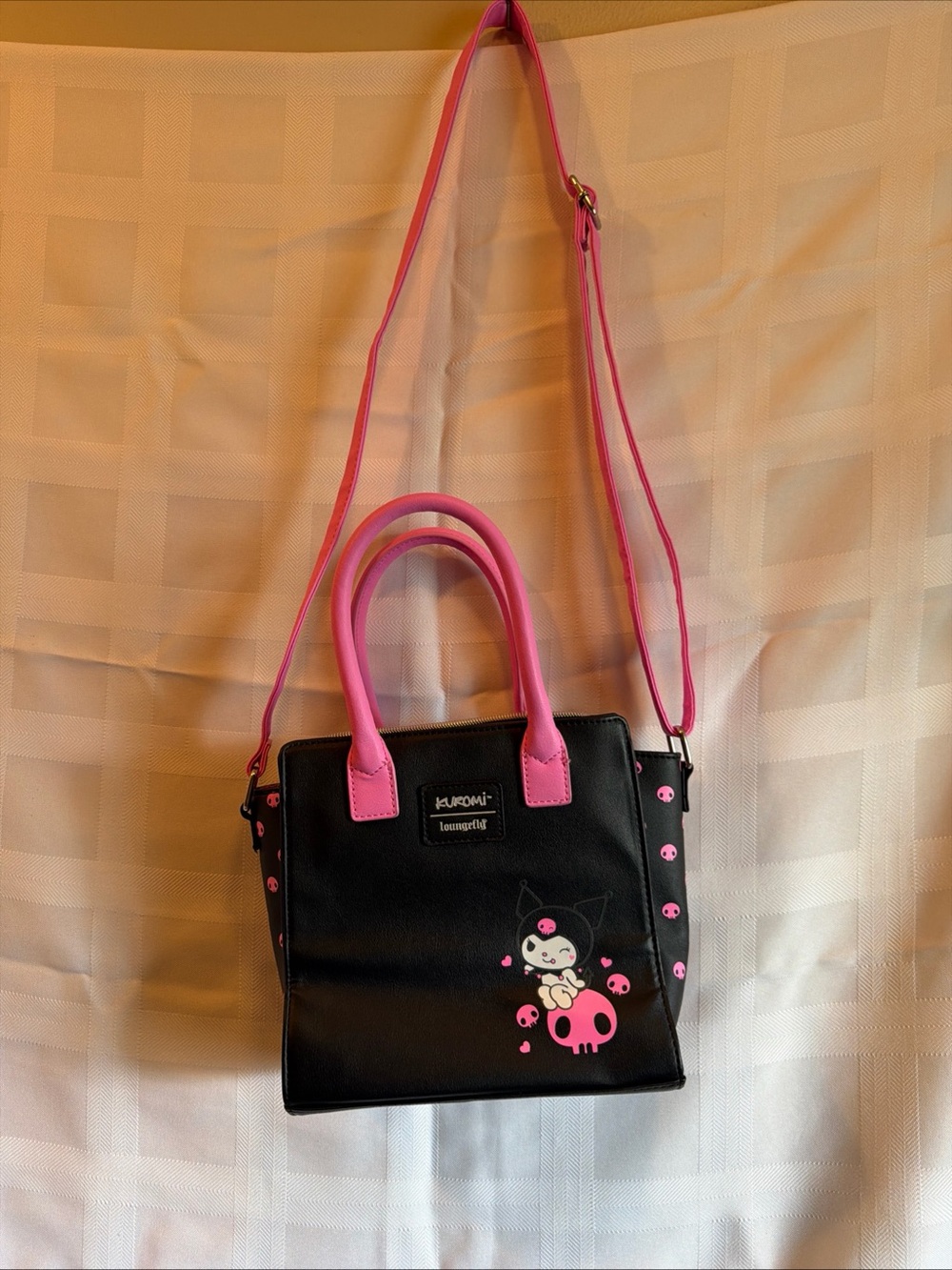 Loungefly Black & Pink Kuromi Faux Leather Crossbody Bag